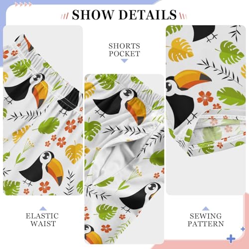 Tropical Parrot Print Boys Long Pants Soft Trousers Elastic Waist Kids Lounge Bottoms with Pockets S-XL4