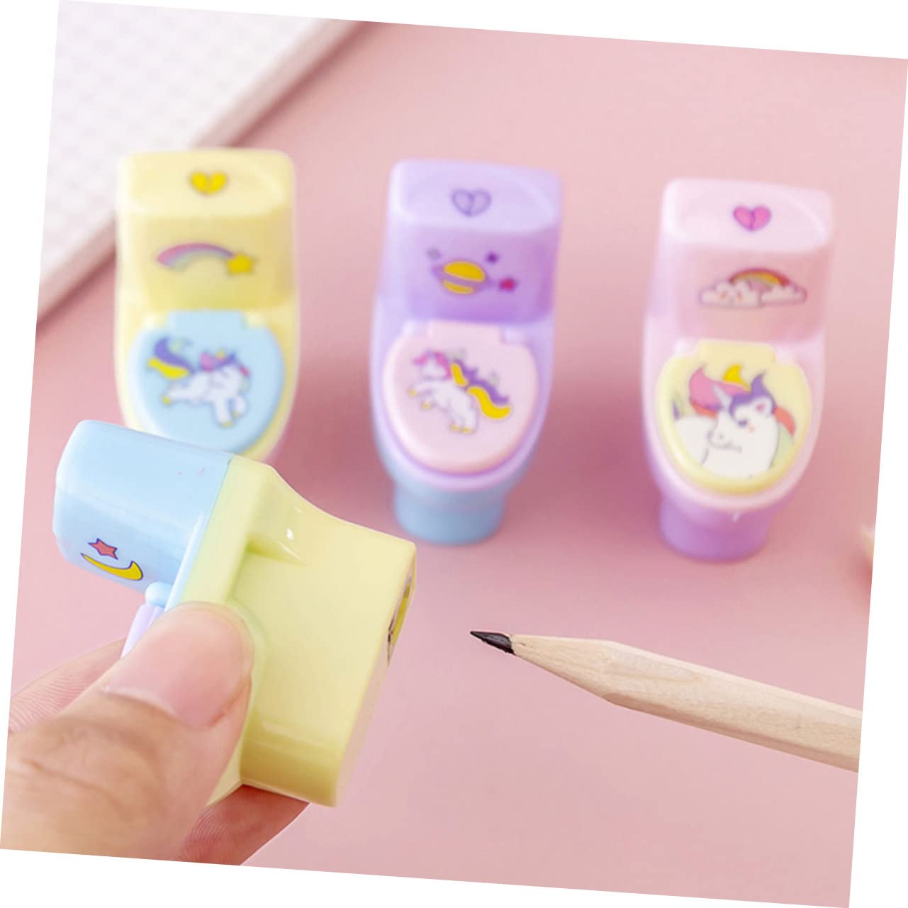 Lurrose 48 Pièces taille-crayon compact pour enfants taille-crayon à main taille-crayon portatif portable bureautique accessoires aiguiseur à main domestique aiguiseurs compacts Plastique