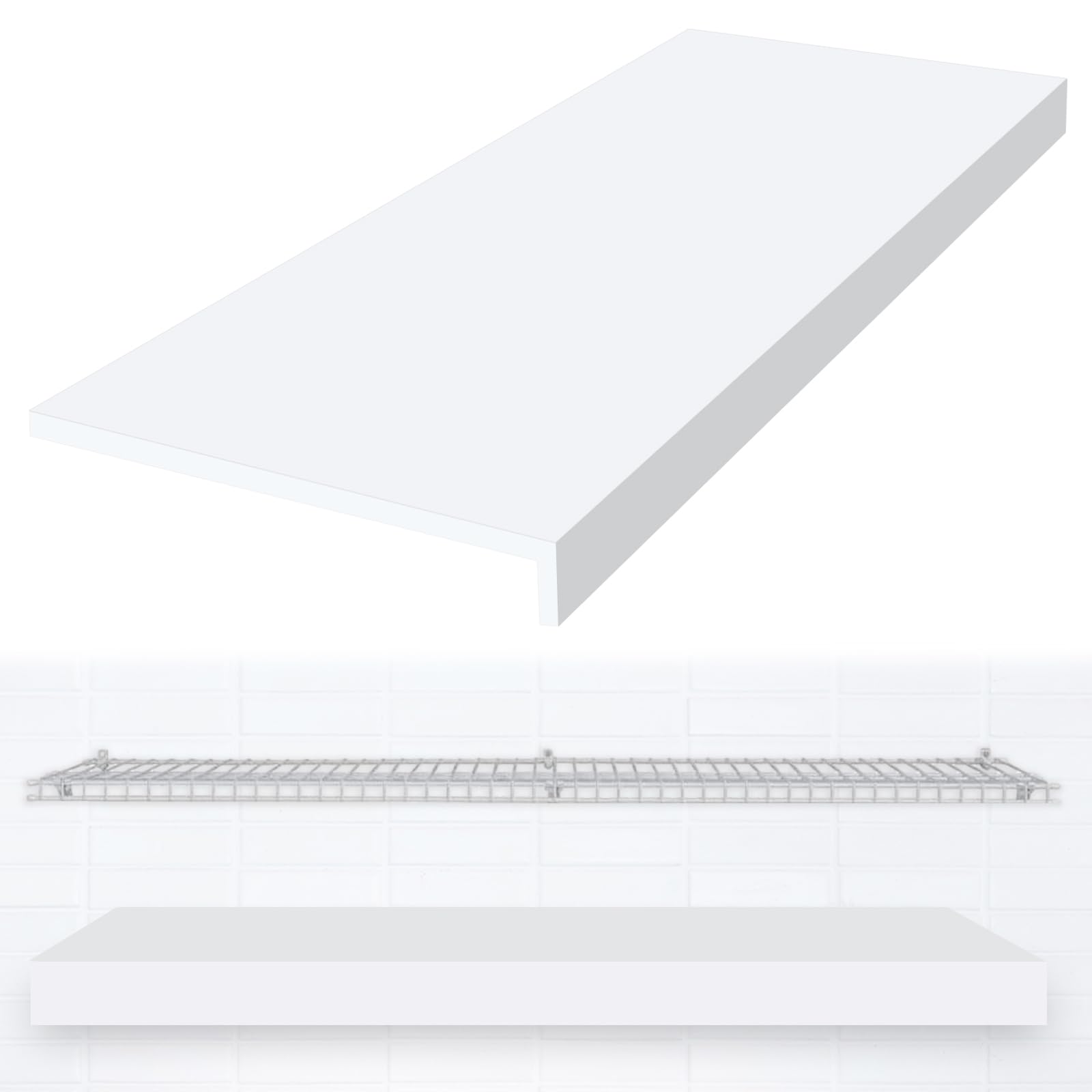 Hoolerry 1 Pc Wire Rack Cover Pantry Shelves Covers Wire Rack Shelf Liner Shelf Liners for Bathroom Kitchen Shelving Upgrade(White,40 x 16 Inch)