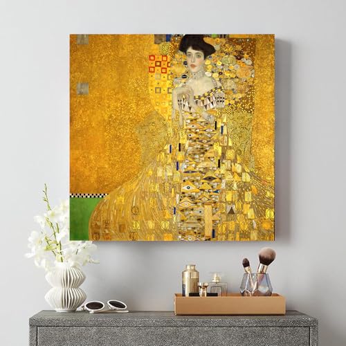 Image of Sikhash Gustav Klimt Canvas Paintings | Portrait of Adele Bloch-Bauer I Symbolist Art | Famous Artist Paintings for Wall | 12x12 Inches Unframed