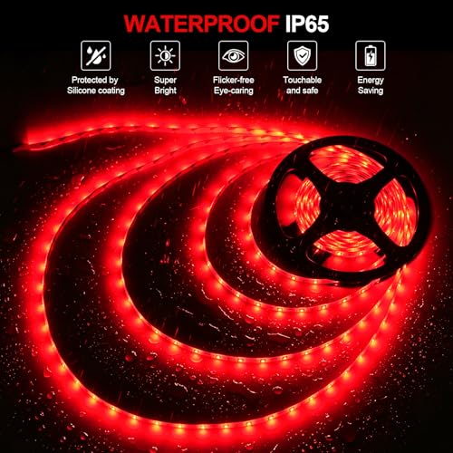 Cinta LED roja 5m dimmable impermeable flexible miniatura 3