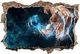 Tatuaje de pared en 3D agujero de la pared Sticker Pegatina Adhesivo Calcomanía Decoración para dormitorio o la sala de estar,Entrenamiento con pesas entrenamiento con mancuernas fitness 80x120cm