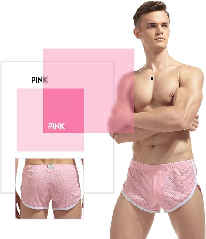 Mens Mesh Booty Short Lounge Running Sexy Casual Home Sleep Beach 3 Inch3