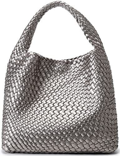 Image of Queenoris Fashion Hobo Bags for Women Top-handle Shoulder Bag Vegan Leather Purses Soft Summer Tote Bag | WOVEN