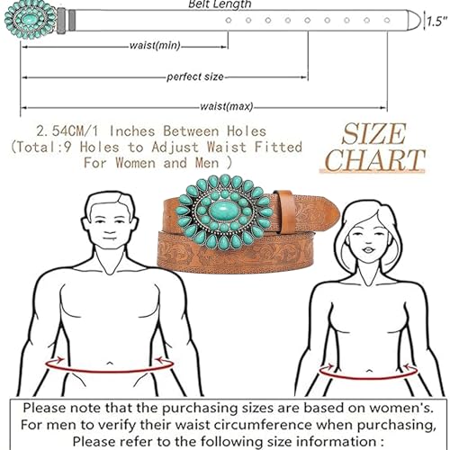 UTOWO Women Western-Turquoise-Belt Embossed-PU-Leather-Cowgirl-Belt Applies-Jeans-Pants-Dresses for Rodeo-Country-Concert3