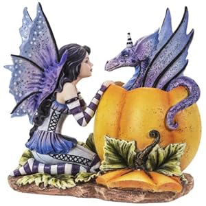 Pacific Giftware Figura de Halloween Fairy and Dragon Hide & Seek, resina fundida en fr o para interiores y exteriores, decoraci n para sala de estar, porche delantero y m s, 5.7 pulgadas