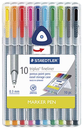 Staedtler Triplus 0,3 mm lot de 10 feutres de coloriage et d'écriture à pointe fine