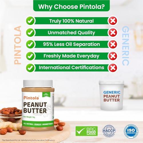 Image of Pintola Combo - All Natural Peanut Butter Crunchy 1Kg + Rice Cakes (Unsalted & Multigrain) (Pack of 2) (130g x 2), 100% Roasted Peanuts butter, Unsweetened, Crunchy Nut Butter With Organic Rice Cakes