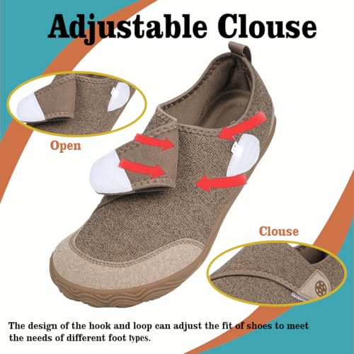 Image of Sisttke Diabetic Shoes for Women Men Adjustable Wide Width Orthopedic House Slippers Arch Support Walking Shoes for Arthritis Edema Plantar Fasciitis Swollen Feet Elderly Indoor Outdoor Brown