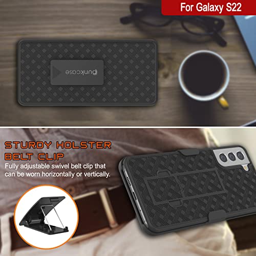 PunkCase Galaxy S22 Holster Belt Clip Case W/Screen Protector & Built-in Kickstand, Black - Image 3