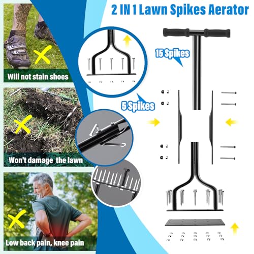 image for ViveGro Lawn Aerator, Lawn Spike Aerator Manual Tool with 15 Pieces So