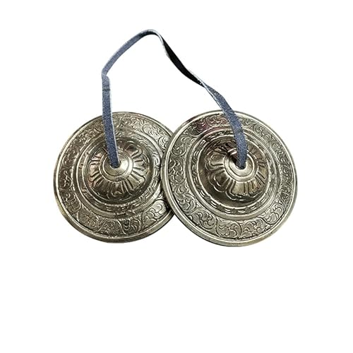 dsdsad ティンシャ チベタンベル チベットベル ブロンズ 鋳物(鋳造品) (直径7.8cm)◆密教で使われる仏具 、密教法具 、寺院仏具 、巡礼用品、 遍路用品【2枚組】 (C)