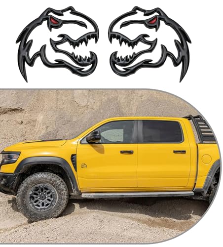 Image of A Pair Redeye Dinosaur Metal Emblem for Dodge RAM TRX 1500 2500 3500 Charger Challenger (Red Eye)