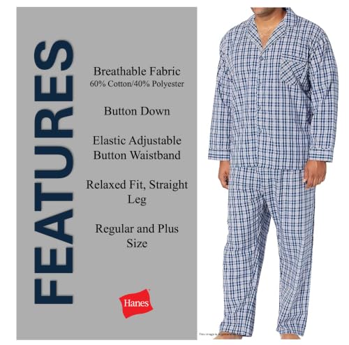 Image of Hanes Men's Woven Plain-Weave Pajama Set