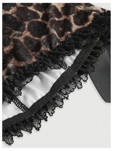 MakeMeChic Women's Leopard Print Corset Top Bow Lace Strapless Tube Crop Tops Y2K Bandeau Top4