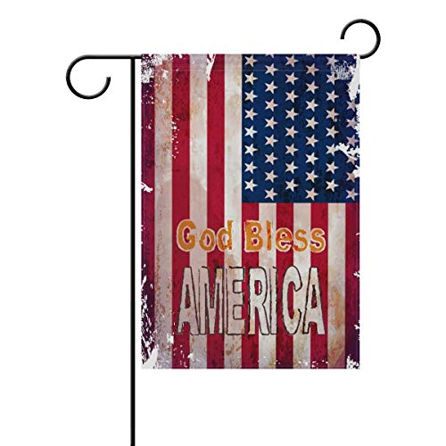 CRXOOX Vintage Retro God Bless America Polyester Garden Flag House Banner 12.5 'x18', Bandera de decoración de Patio de Bienvenida de Dos Lados