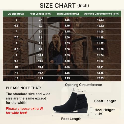 Image of Women's Short Ankle Boots, Low Heel Round Toe Western Booties | Comfortable western-inspired booties, memory foam cushioning, buckle side zip or perforated slip-on design options
