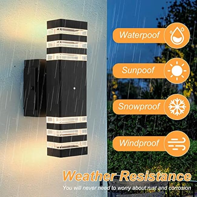 Dusk to Dawn Outdoor Light with Outlet 2 Pack, Porch Lights with GFCI Outlet, IP65 Waterproof Anti-Rust Exterior Light Fixture for House Porch Front Door