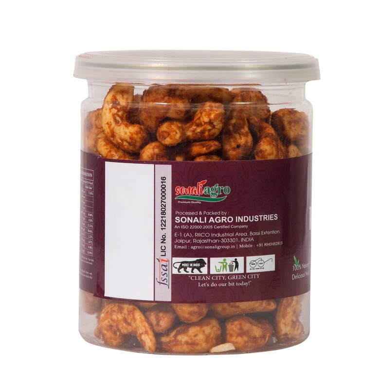 Mevagarh Peri Peri Flavoured Cashews Nuts (200g X1) | Salted, Non Fried, Oil Free, Crunchy Kaju Snack | Cashew Nuts | Premium Spicy Flavoured Nuts | Whole cashews | Whole Crunchy Cashew (Masala Kaju)