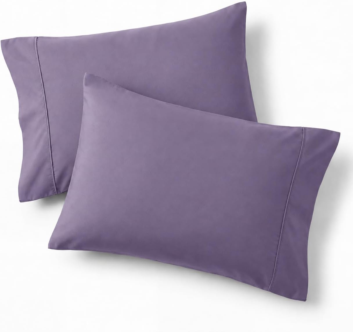 Pillow Cases Standard Size Set of 2 - Grayish Purple Brushed Microfiber Pillowcases, Super Soft Pillow Case Covers with Envelope Closure for Kids, Wrinkle, Fade Resistant, 20x26 Inches
