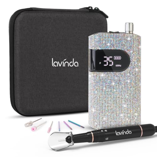Professional Rechargeable Nail Drill Machine, Lavinda Diamond 35000RPM Electric Nail File Cordless...
