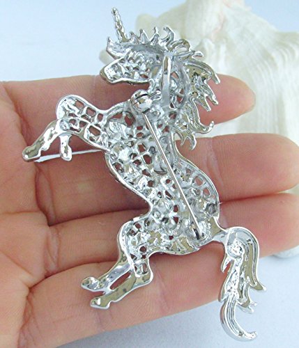 Image of Unique Animal Unicorn Horse Brooch Pin Pendant Austrian Crystal BZ6172