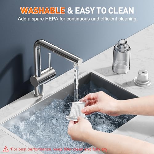 Image of KMM Handheld Car Vacuum Cleaner, 9000PA Vacuum Cleaner & Air Duster, 120W High Power Vacuum Portable Cordless, Hand Held Vacuum Rechargeable with Multi-Nozzles & LED Light for Home, Car, Office