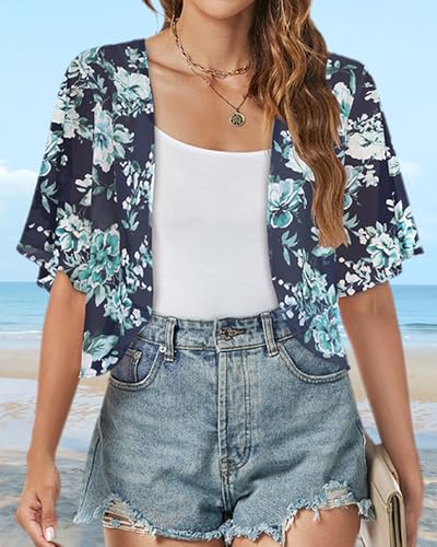 Women Shrug Chiffon Cardigans Open Front Short Sleeve Bolero for Evening Dressy2