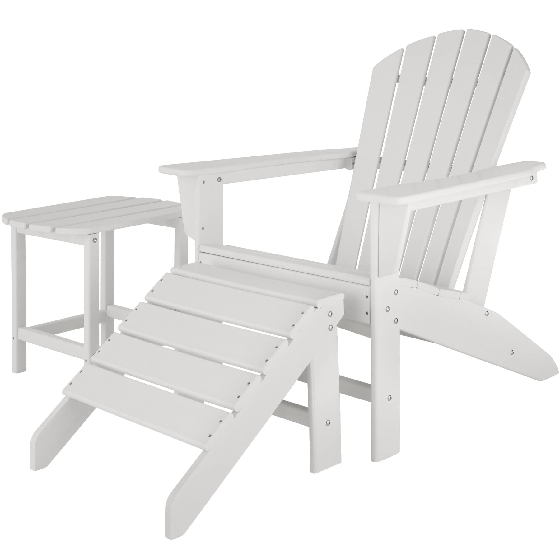 tectake® Voetensteun voor Adirondack Tuinstoel - Weerbestendig met Houtlook - Kunststof Voetsteun - Afmetingen 48 x 48,5 x 38 cm - Outdoor Voetsteun voor Tuin, Terras, Balkon - (Zwart | Nr. 404507