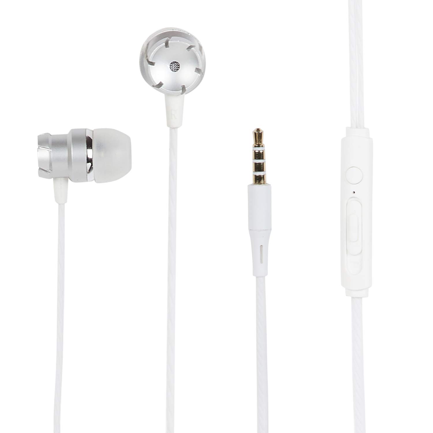 Egate Eardrum 9 -in Ear High Bass Headphone with in -line mic & Control (Silver)