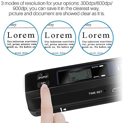 Image of Portable Scanner, 900 DPI Handheld Photo Scanner Wand for A4 Documents, JPG PDF Formats, Uploads Images to Computer Via USB Cable (Black)