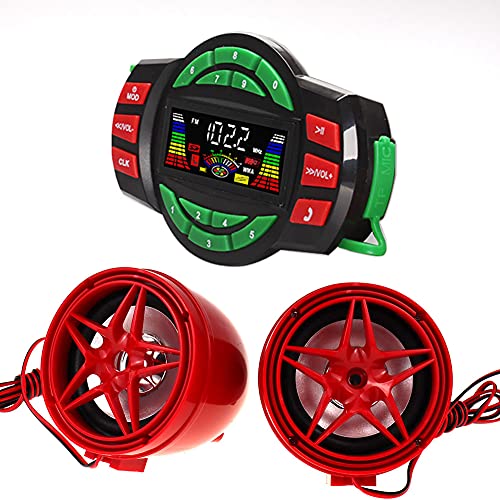 Image of UTV ATV Bluetooth Amplifier Sound System Hand-Free Speakers FM USB Audio System Stereo 3 Inch Speakers 12V Motorcycle Waterproof Audio FM Radio Stereo Speaker (Red Star Speaker)