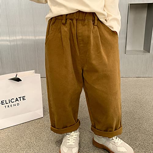 Toddler Boys Cotton Straight Pants Kids Solid Color Jogger Trousers Fall Casual Pants 2-10 Years2