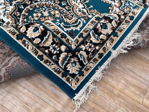 Image of TTC THREAD & TEXTURE CARPET Traditional Comfort: Power-Loomed Carpets for Living Room- Every Space Area Rug Color Blue Size 6x8 Feet (180x235cm)