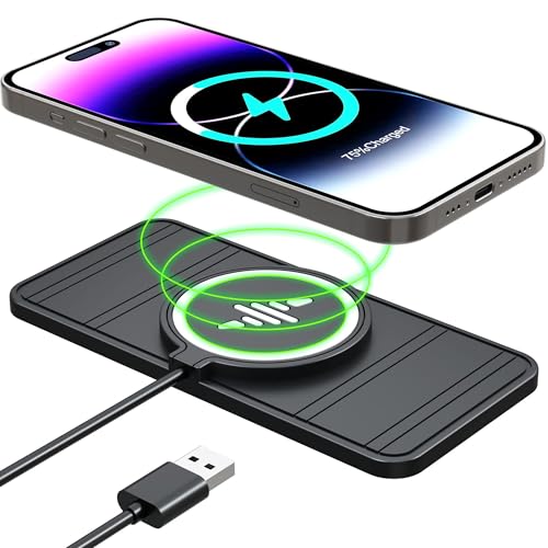 Wireless Car Charger Pad, LANSEMKU 15W Fast Car Wireless Charging Pad for Car Center Console DIY Trim-to-Fit, No Interior Damage,for iPhone 16 15 14 13 12 Pro Max, Samsung S23 S22 (30cm Cable)