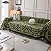 VanderHOME Copridivano in ciniglia, Foulard divano,Coperta Decorativa Multifunzionale, Teli Copridivano, Adatta per divano, Letto, Poltrona, per tutte le stagioni con frangia 180 * 420cm-Verde scuro immagine