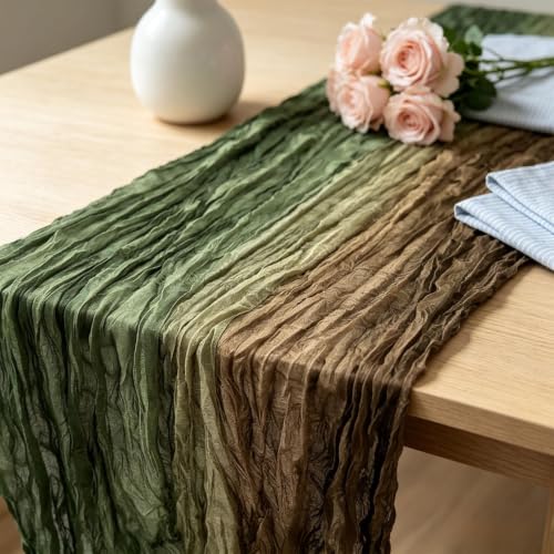 70.8x35.4'' Gradient Green Cheesecloth Table Runner, Gauze Table Cloth - image 3