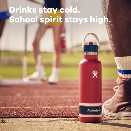 Image of Hydro Flask Water Bottle - Insulated Stainless Steel - Standard Mouth Flex Straw Lid, Non Spill, Leakproof and Refillable in 21 Oz Campus Ivory