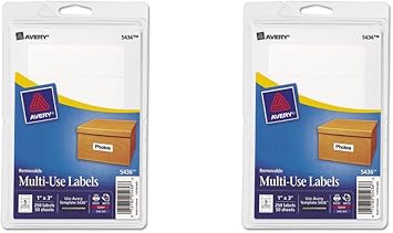 Avery Removable Print/Write Labels, 1 x 3 Inches, White, Pack of 250  (5436), 2 Packs