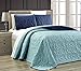 Grand Linen 3-Piece Tropical Coast Seashell Beach King Oversize Oversize Bedspread Navy/Blue Reversible Coverlet Embossed Bed Cover Set. Sea Shells, Sea Horse, Starfish etc.
