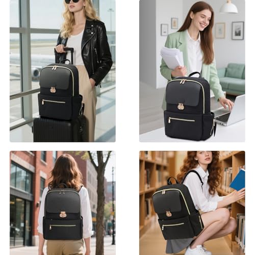 Baby Diaper Bag Backpack Laptop Backpack for Women, Travel Backpack Purse Stylish Compact Baby Bag with Insulated Pockets(Black)3