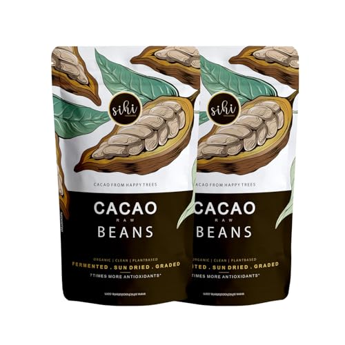 Image of Sihi Chocolaterie - Whole Cacao Beans | Raw and Organic | Fermented and Dried | Best for chocolate making | Westernghat Origin produce | High in antioxidants | Vegan - 150g (Pack of 2)