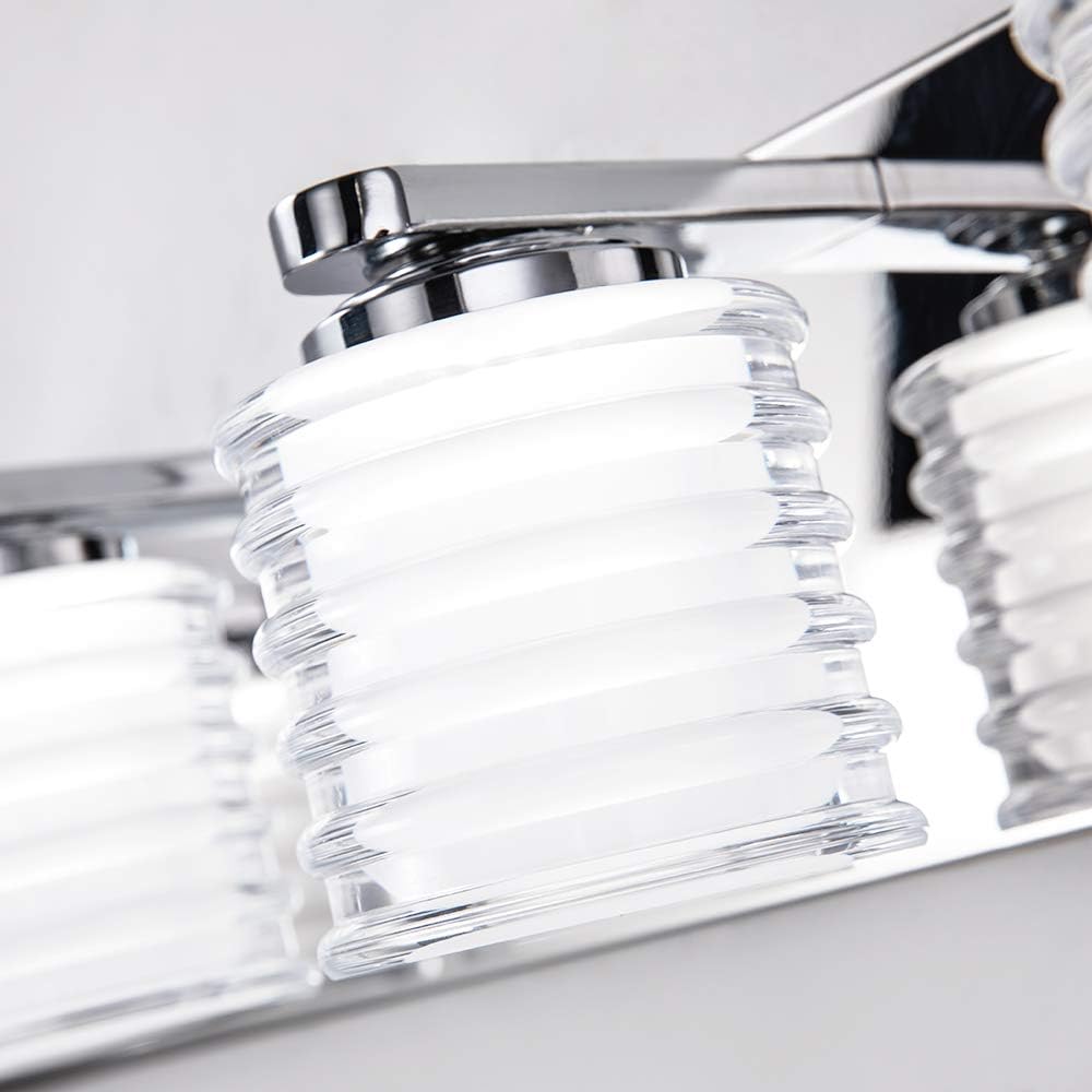 ❤ Crazy Deals Mateyrie 3 Light Bathroom Vanity Light Chrome Bathroom Light Fixtures Dimmable LED Vanity Lights Fixtures for Bathroom 5000K White Light 17 inch