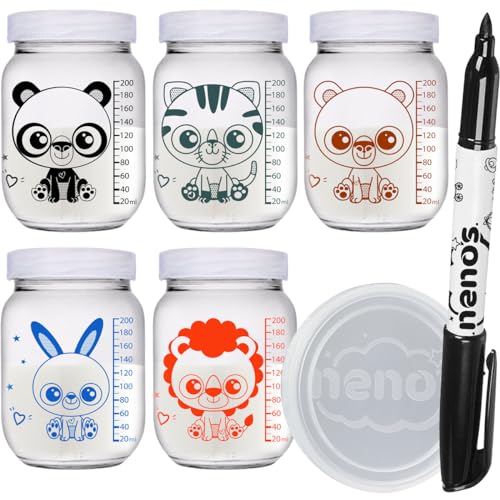 5 Potes Armazenar Leite Materno ou Papinha com Graduação. (KAWAII-267)