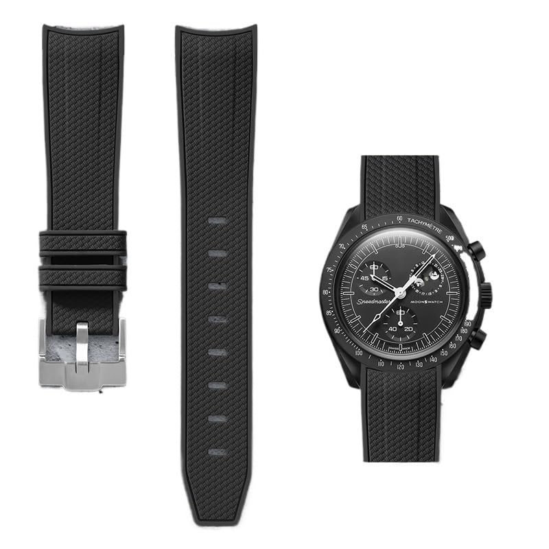 Bracelet de montre en caoutchouc bicolore noir anti-transpiration sans outil