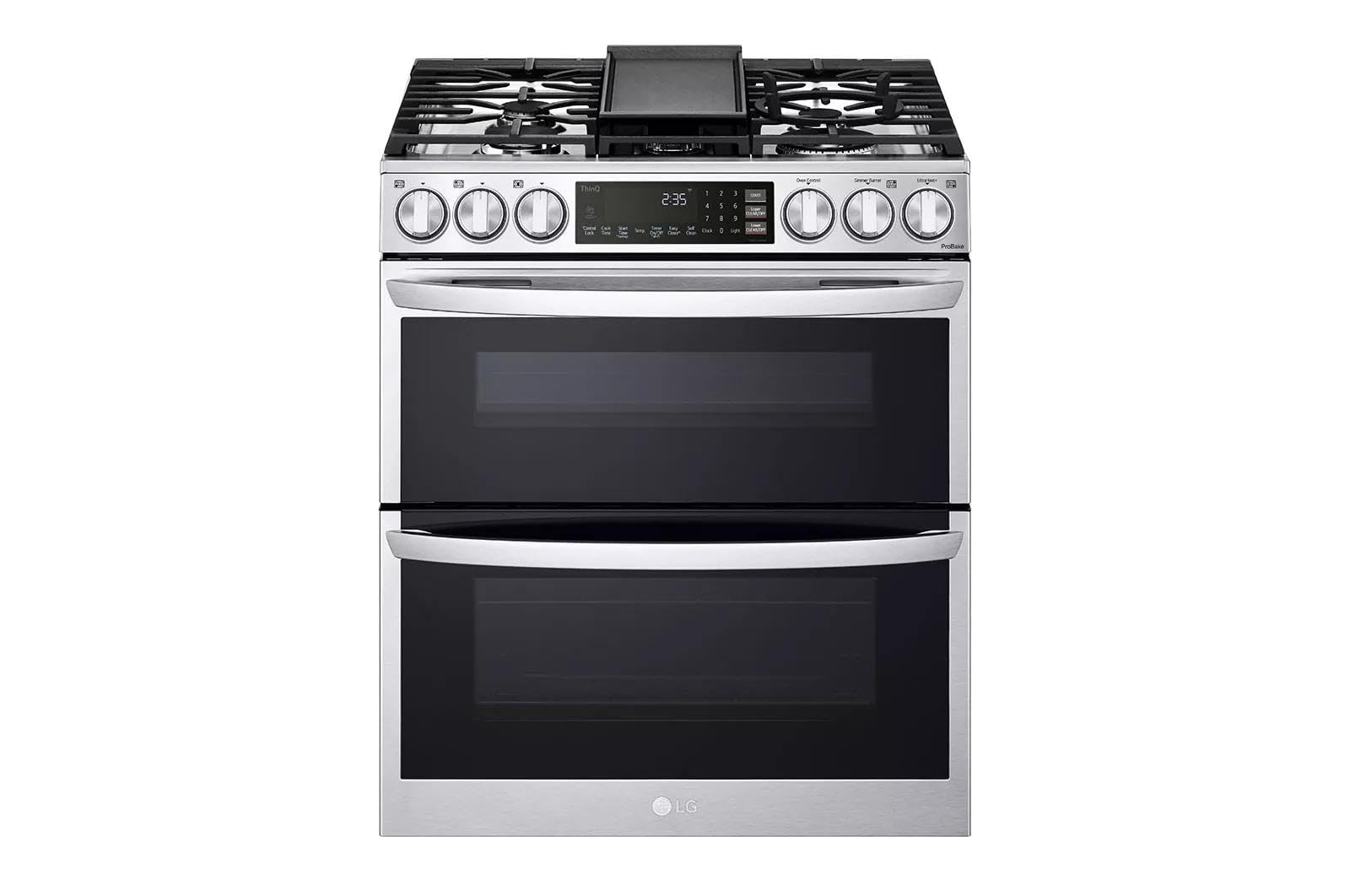 6.9 cu. ft. Smart Slide-in Double Oven Gas Range with ProBake and InstaView in PrintProof Stainless Steel