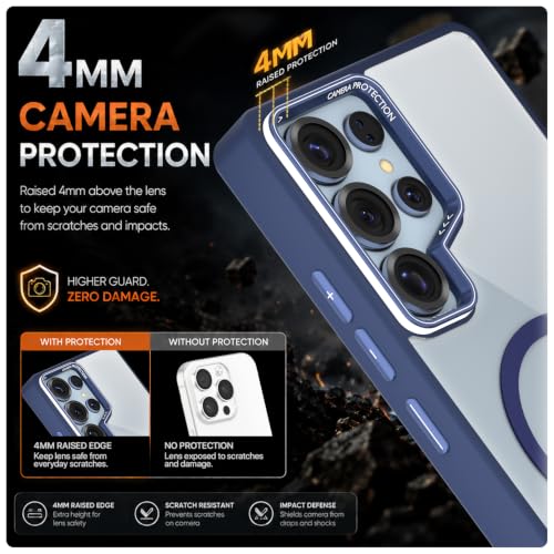 Image of Pikkme Back Cover for Samsung Galaxy S25 Ultra 5G | Shockproof | Mag-Safe Compatible | Hard Transparent Back | Premium Raised Camera Protection | Bumper Case (Blue Mag-Safe)