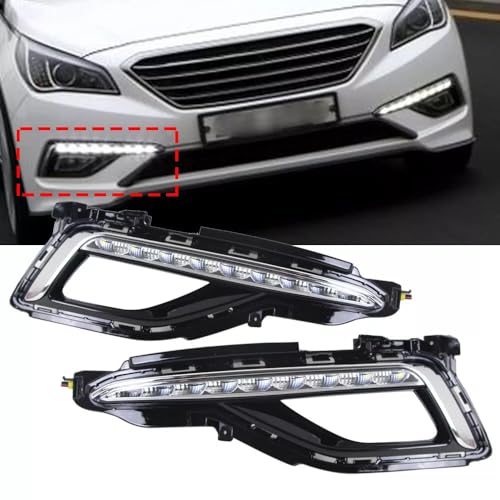 ZAWAYINE LED DRL Daytime Running Fog Light Lamp + Cover For Hyundai Sonata 2015 2016 2017 LED DRL Daytime Running Lamps Fog Lights