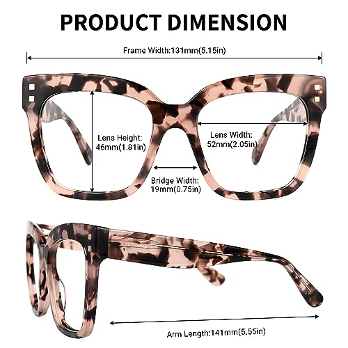 Image of Zeelool Cat Eye Eyeglasses Frame for Women Men Non-prescription Clear Lens ZWA953631-02 Pink-Tortoise