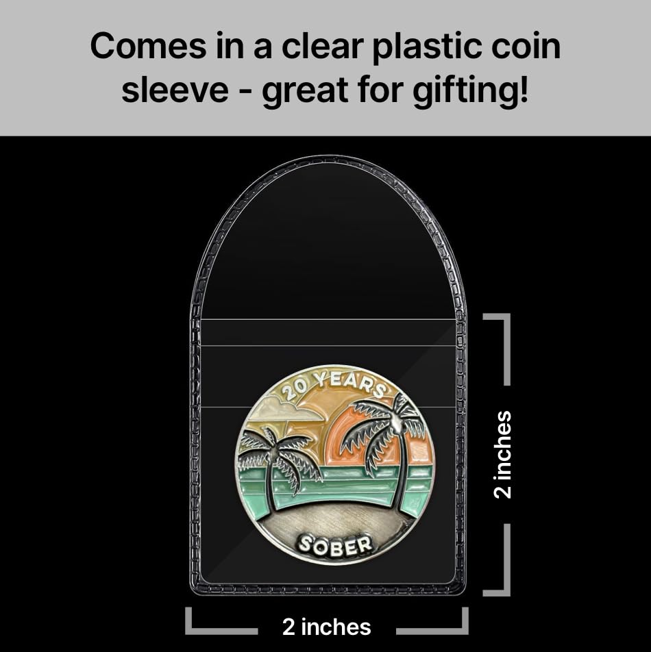 Image of The Achieve Mint 20 Years Sober Token | Twenty Years Sober Chip | Non-AA Gift, Non-Religious Medallions for Men and Women Celebrating Sobriety